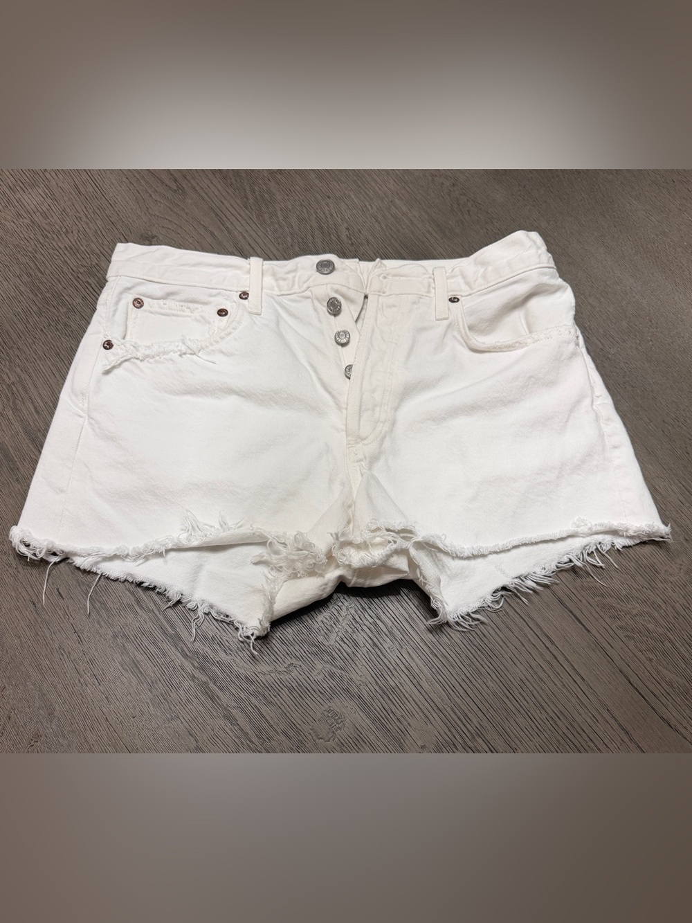 Agolde White Denim Parker Cut Off Shorts Size 27